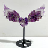 Chevron Amethyst Heart Wing Carving With Stand