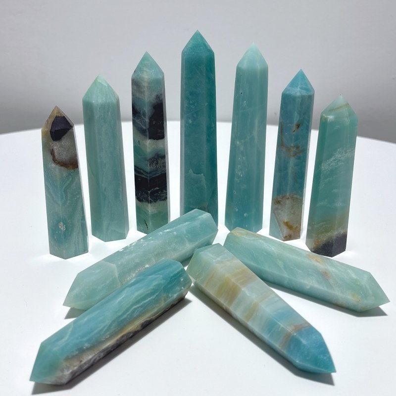 3.5 - 5.1in Caribbean Calcite Towers Wholesale - Wholesale Crystals