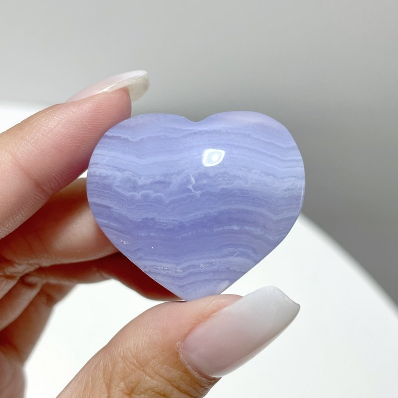 35 Pieces High Quality Blue Lace Agate Heart - Wholesale Crystals