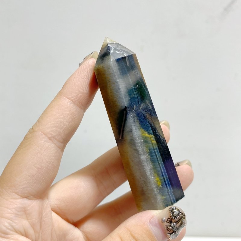 36 Pieces Blue Tiger Eye Mixed Quartz Tower Point -Wholesale Crystals