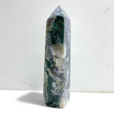 36.5CM Large Geode Druzy Moss Agate Four - sided Point - Wholesale Crystals