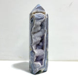 36.5CM Large Geode Druzy Moss Agate Four - sided Point - Wholesale Crystals