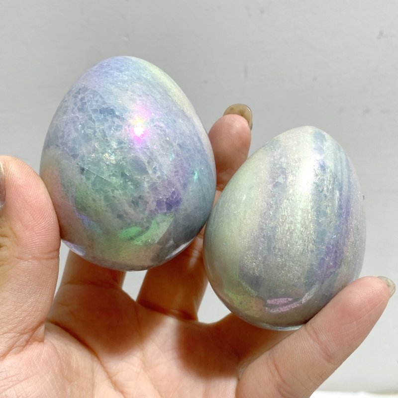 37 Pieces Aura Blue Calcite Eggs -Wholesale Crystals