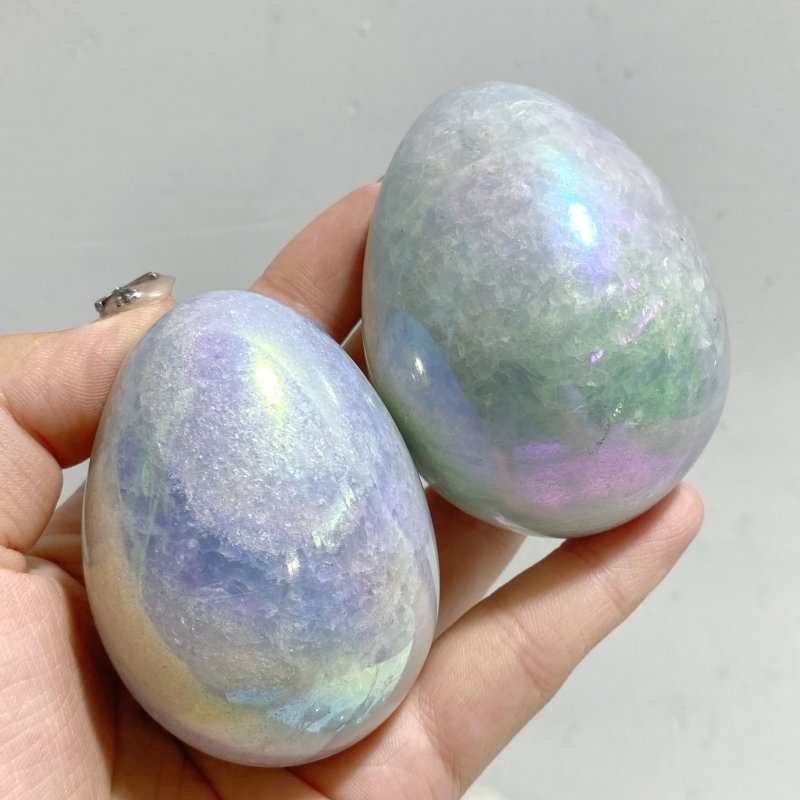 37 Pieces Aura Blue Calcite Eggs -Wholesale Crystals