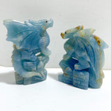 2 Pieces Blue Onyx Flying Dragon Castle Carving