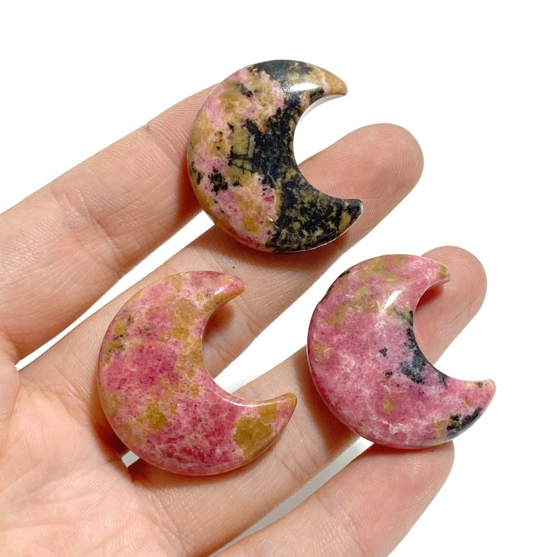 3CM Rhodonite Moon Carving Wholesale -Wholesale Crystals