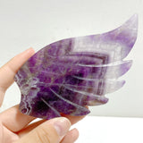 Chevron Amethyst Heart Wing Carving With Stand