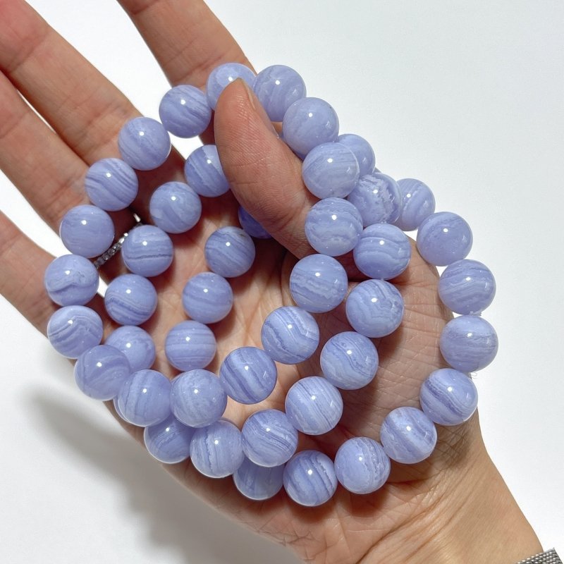 3pcs High Grade Blue Lace Agate Bracelet (HGUB23) - Wholesale Crystals