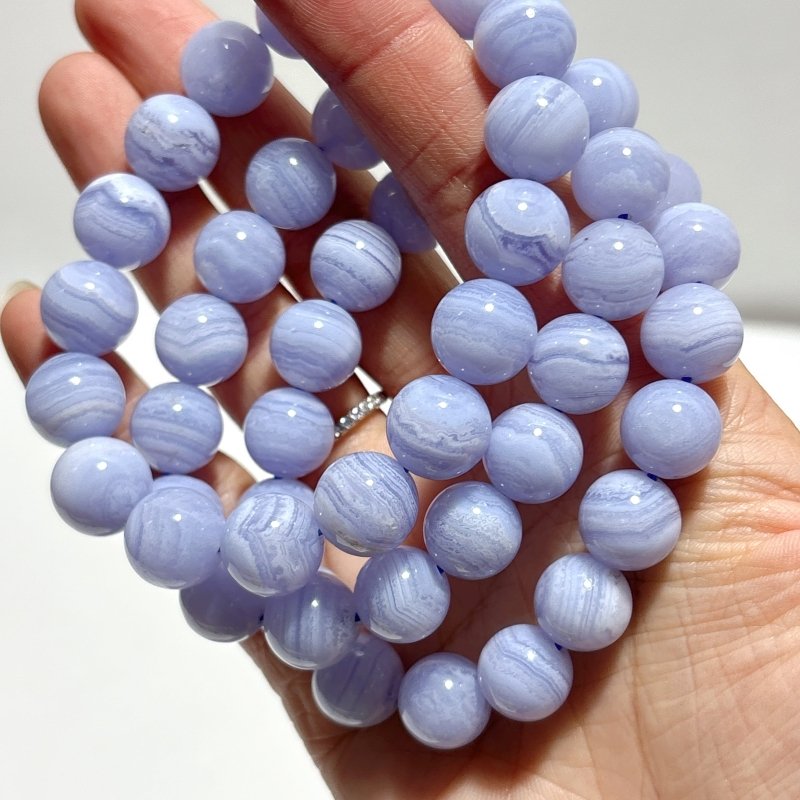 3pcs High Grade Blue Lace Agate Bracelet (HGUB23) - Wholesale Crystals