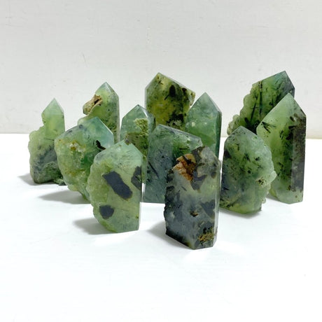 4 - 10CM Prehnite Tower Raw Side Wholesale - Wholesale Crystals
