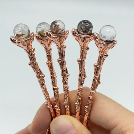 4 Colors Coffee Spoon With Garden Quartz Sphere Wholesale -Wholesale Crystals