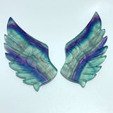 4 Pairs Beautiful Rainbow Fluorite Pegasus Wing Crystal Carving With Stand - Wholesale Crystals