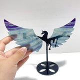 4 Pairs Beautiful Rainbow Fluorite Pegasus Wing Crystal Carving With Stand - Wholesale Crystals