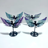 4 Pairs Beautiful Rainbow Fluorite Pegasus Wing Crystal Carving With Stand - Wholesale Crystals