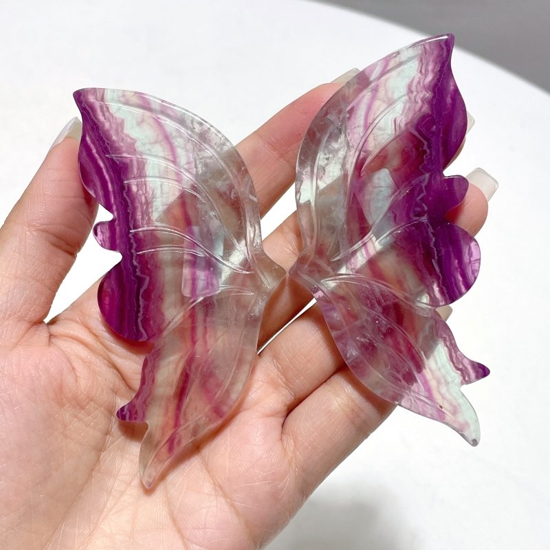 4 Pairs Beautiful Small Fluorite Symmetry Butterfly Wing With Stand - Wholesale Crystals