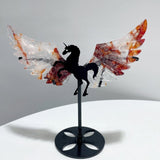 4 Pairs Fire Quartz Beautiful Pegasus Wing Carving With Stand - Wholesale Crystals
