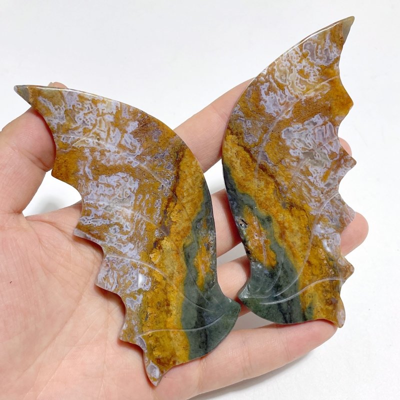 4 Pairs Flying Dragon Wing With Stand Pink Agate Ocean Jasper - Wholesale Crystals