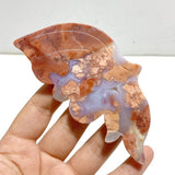 4 Pairs Pink Agate Butterfly Wing Carving With Stand - Wholesale Crystals