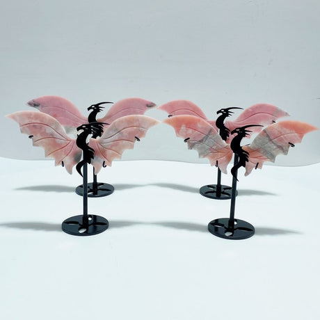 4 Pairs Pink Opal Flying Dragon Wing With Stand - Wholesale Crystals