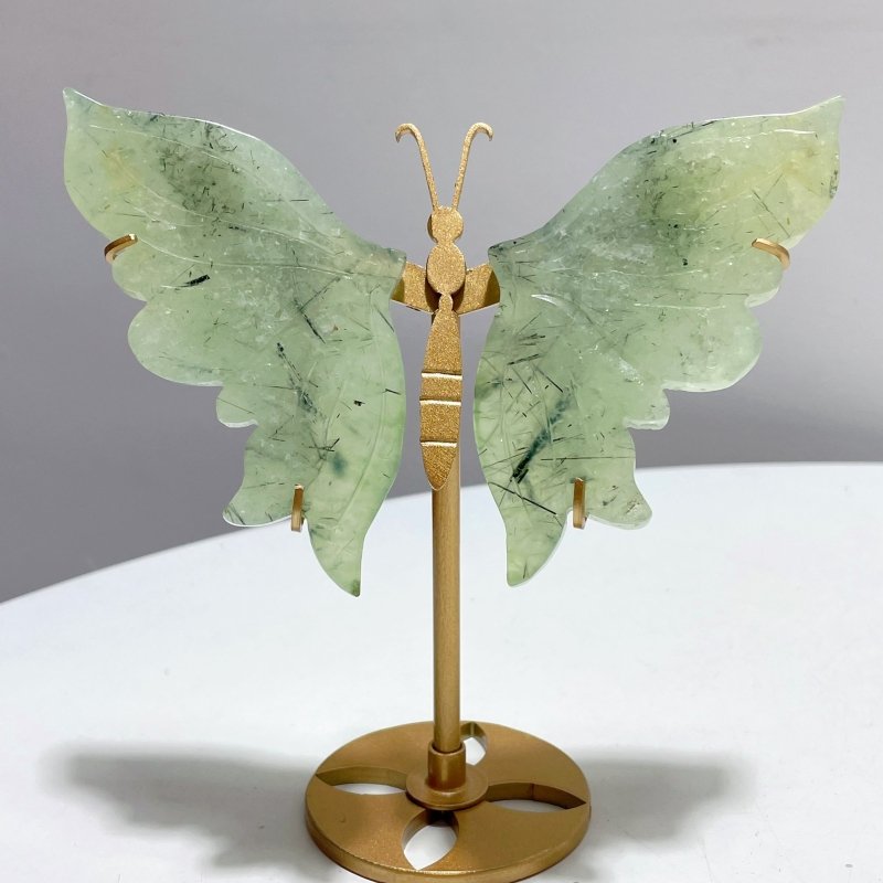 4 Pairs Prehnite Butterfly Wing With Stand - Wholesale Crystals