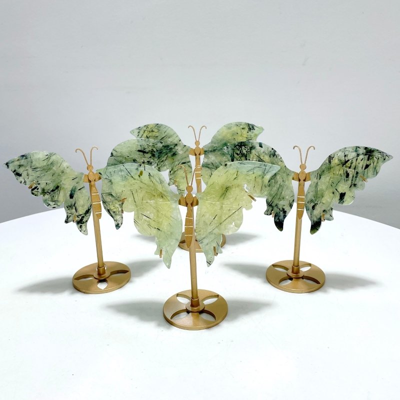 4 Pairs Prehnite Butterfly Wing With Stand - Wholesale Crystals