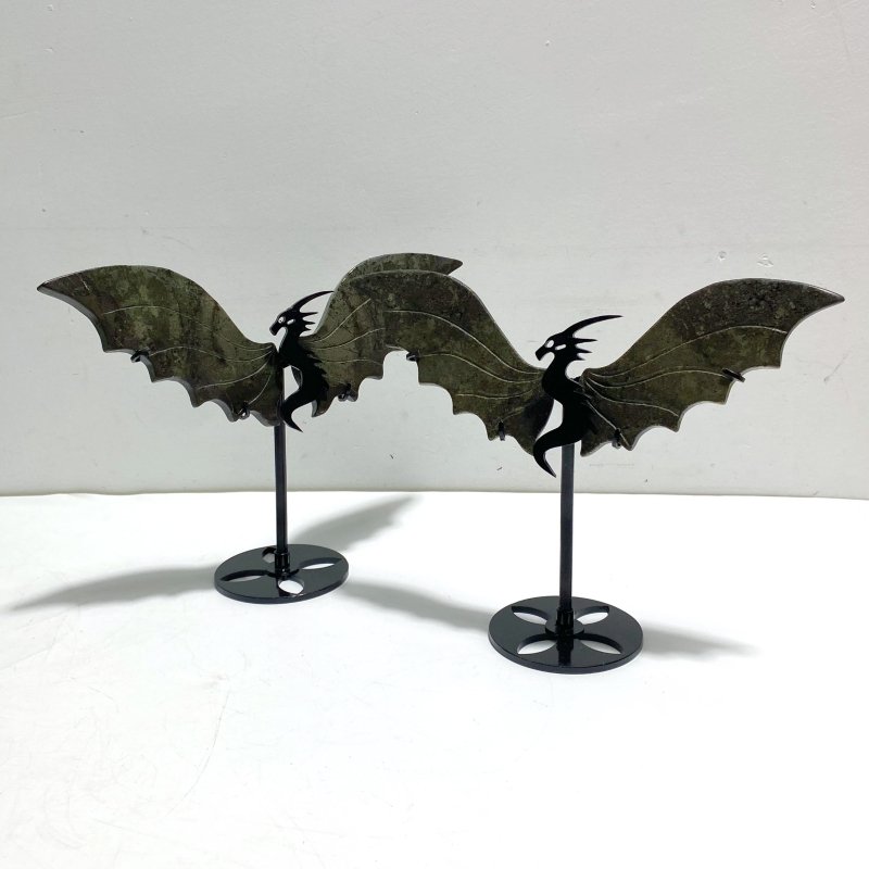 4 Pairs Pyrite Flying Dragon Wing Carving With Stand - Wholesale Crystals