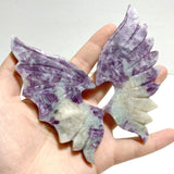4 Pairs Spark Lepidolite Demon Angel Wing Carving With Stand - Wholesale Crystals