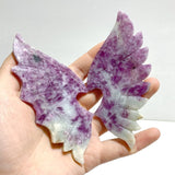 4 Pairs Spark Lepidolite Demon Angel Wing Carving With Stand - Wholesale Crystals