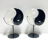 4 Pairs Taijitu Symbol With Stand Clear Quartz Obsidian Sodalite Fire Quartz - Wholesale Crystals
