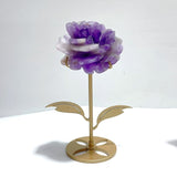 4 Pairs Unique Amethyst Flower Carving With Stand - Wholesale Crystals