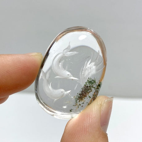 4 Pieces Beautiful Dolphin Garden Quartz Inner Scene Carving - Wholesale Crystals