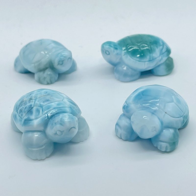 4 Pieces Beautiful Larimar Turtle Carving - Wholesale Crystals