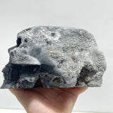 4 Pieces Black Clear Quartz Cluster Skull Carving - Wholesale Crystals