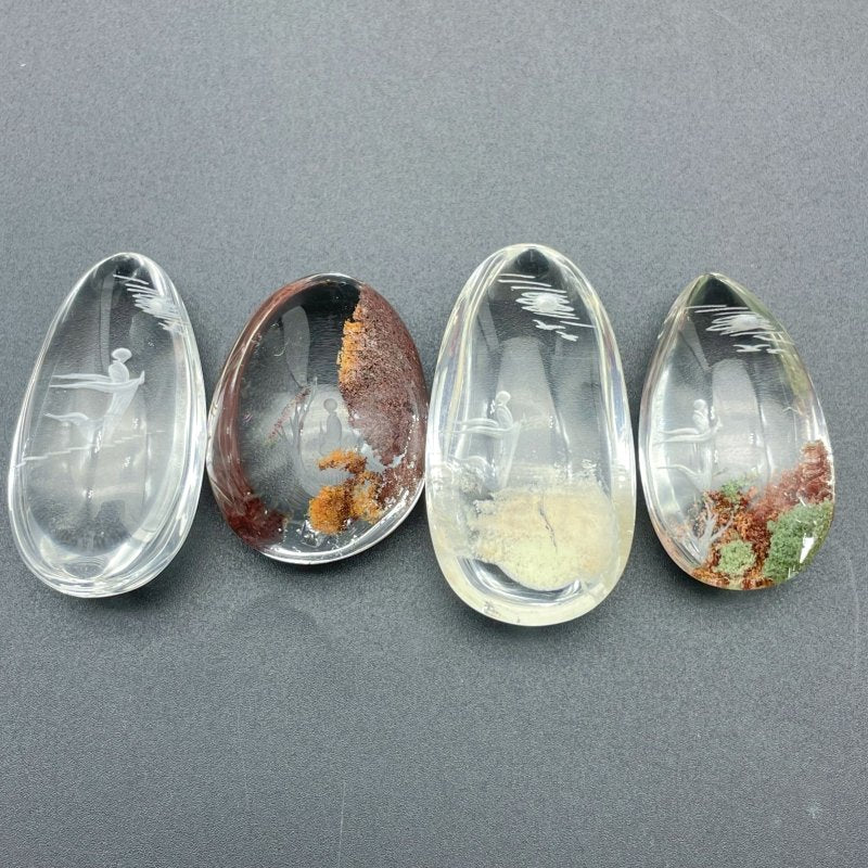 4 Pieces Buddhist Monk Bodhi Kensho Garden Quartz Inner Scene Carving - Wholesale Crystals