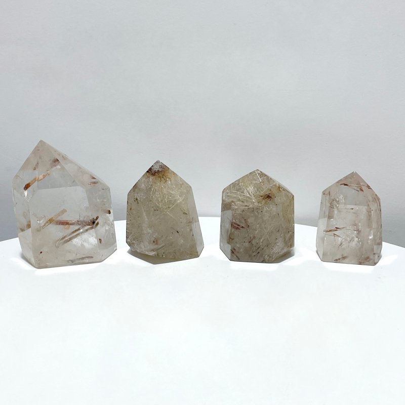 4 Pieces Clear Quartz With White Mica Tower - Wholesale Crystals