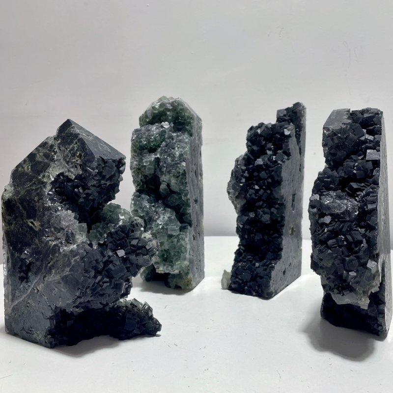 4 Pieces Cutting Fluorite Mineral Cubes Specimen Tower - Wholesale Crystals