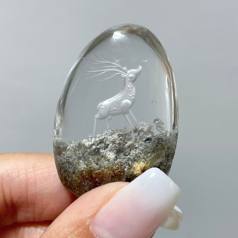 4 Pieces Deer Garden Quartz Inner Scene Carving - Wholesale Crystals