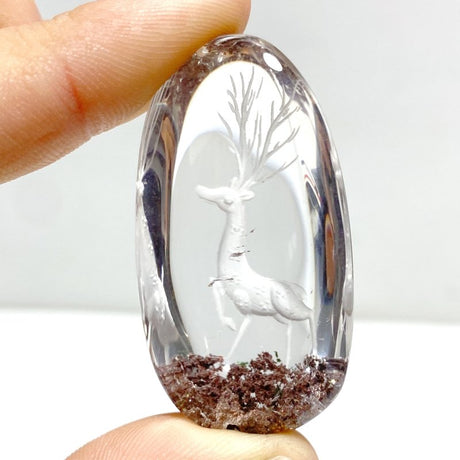 4 Pieces Deer Garden Quartz Inner Scene Carving - Wholesale Crystals