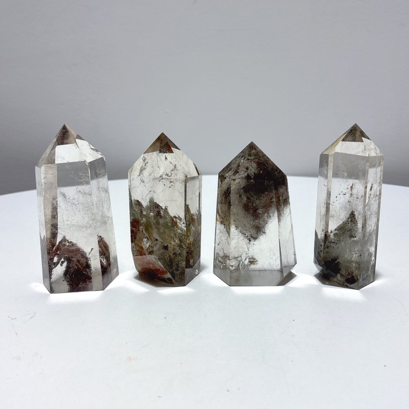 4 Pieces Garden Quartz Tower Points Lodolite - Wholesale Crystals