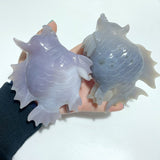 4 Pieces Geode Druzy Agate Fish with Pig&Calf Head Carving - Wholesale Crystals