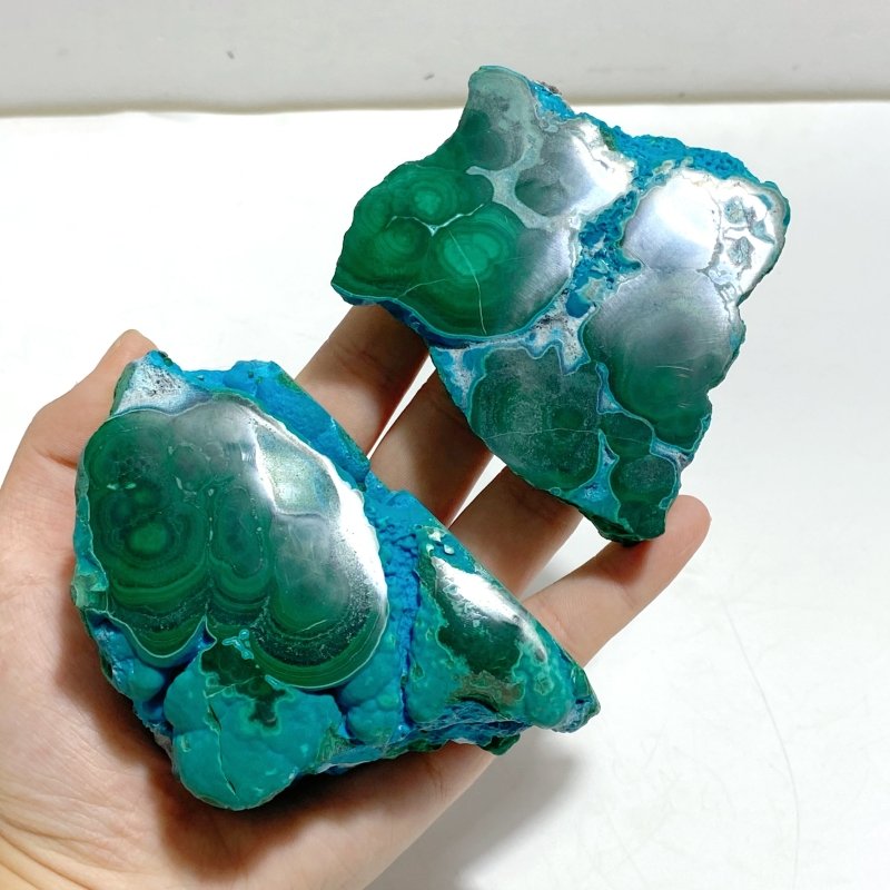 4 Pieces High Quality Beautiful Chrysocolla Mixed Malachite Slab Specimen - Wholesale Crystals