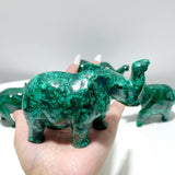 4 Pieces High Quality Malachite Elephant Carving - Wholesale Crystals