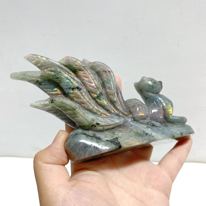 4 Pieces Labradorite Nine - tailed Fox Carving - Wholesale Crystals