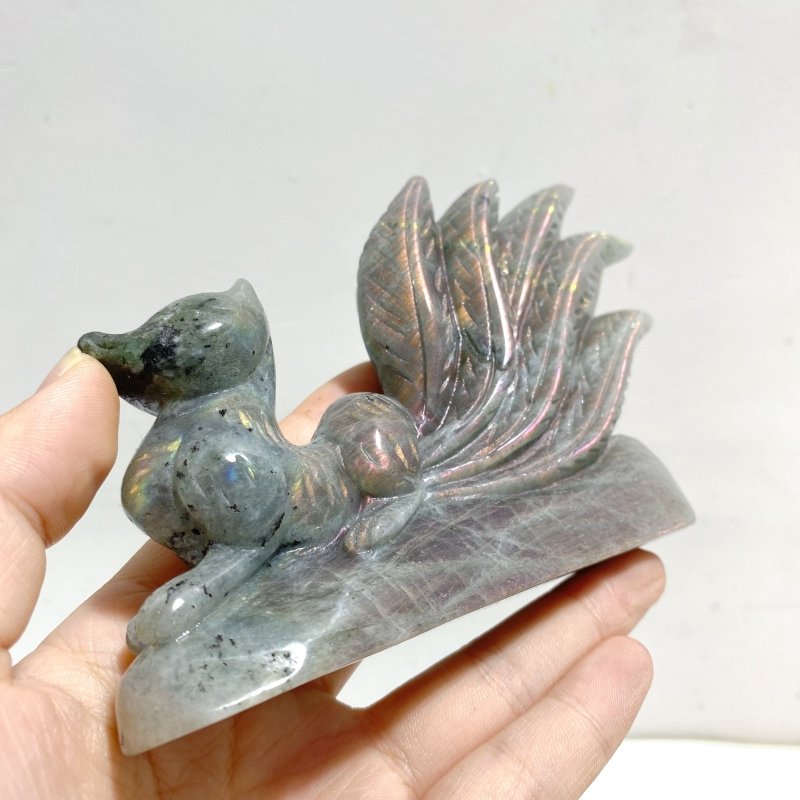 4 Pieces Labradorite Nine - tailed Fox Carving - Wholesale Crystals
