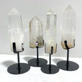 4 Pieces Large Clear Quartz Point Raw Bottom With Stand 5 - Wholesale Crystals