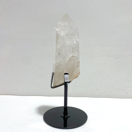 4 Pieces Large Clear Quartz Point With Rainbow Raw Bottom With Stand 3 - Wholesale Crystals