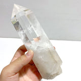 4 Pieces Large Clear Quartz Point With Rainbow Raw Bottom With Stand 4 - Wholesale Crystals
