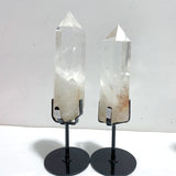 4 Pieces Large Clear Quartz Point With Rainbow Raw Bottom With Stand 4 - Wholesale Crystals