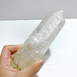 4 Pieces Large Clear Quartz Point With Rainbow Raw Bottom With Stand 4 - Wholesale Crystals