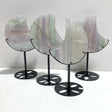 4 Pieces Large Fluorite Moon Carving With Stand - Wholesale Crystals